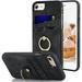 Designed for iPhone 8 Case/iPhone 7 Case/iPhone SE 3rd Generation Case/iPhone SE 2020 Case/ Card Holder Kick-stand Ring Holder Stand Shockproof Leather Protective Wallet Cover (4.7-inch) (Black)