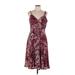 Nine West Casual Dress - A-Line V Neck Sleeveless: Burgundy Dresses - Women's Size Large