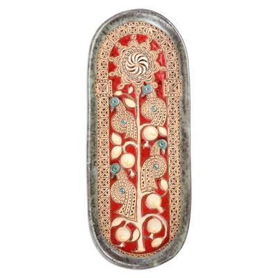 Eternal Freedom,'Glazed Ceramic Plaque with Traditional Armenian Motifs'