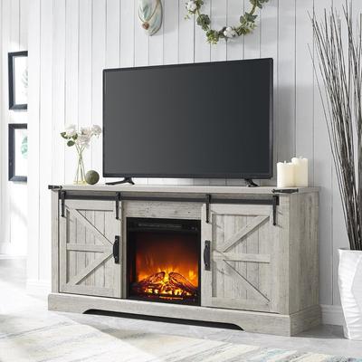 Farmhouse Fireplace TV Stand, Rustic Entertainment Center