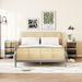 Rustic Design 3 Pieces Rattan Platform Full Size Bed With 2 Nightstands