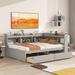Multifunctional Design Full Size Daybed with L-shaped Bookcases, Drawers
