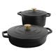 2 Piece Black Cast Iron Casserole Dish Set - Cookware by ProCook