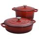 2 Piece Red Cast Iron Casserole Dish Set - Cookware by ProCook