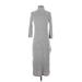 Banana Republic Casual Dress - Sweater Dress Turtleneck 3/4 sleeves: Gray Solid Dresses - Women's Size X-Small