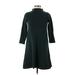 Ann Taylor LOFT Casual Dress - A-Line High Neck 3/4 sleeves: Green Solid Dresses - Women's Size X-Small