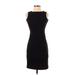 Calvin Klein Casual Dress - Sheath High Neck Sleeveless: Black Print Dresses - Women's Size 0