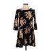 Vibe Sportswear Casual Dress - Mini Crew Neck 3/4 sleeves: Black Print Dresses - Women's Size Medium