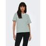 "Kurzarmshirt ONLY ""ONLLIVINA S/S STRIPE TEE JRS NOOS"" Gr. S (36), grün (jadeite stripes:white stripes) Damen Shirts Jersey"