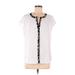 Calvin Klein Short Sleeve Blouse: White Tops - Women's Size Medium