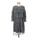 Who What Wear Casual Dress - Shift Crew Neck 3/4 sleeves: Gray Dresses - Women's Size X-Small