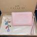 Coach Bags | Coach Bundle New Summer Keychain Bag/Charm, Euc Coach Blush Wristlet & Box | Color: Pink/Silver | Size: 4 X 6