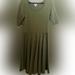 Lularoe Dresses | Lularoe Nicole, Textured Olive Green Fabric, Size 2xl, Nwt | Color: Green | Size: Xxl