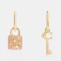 Coach Jewelry | Look! Soooo Cute!Coach Resin Padlock & Key Earrings! Light Pink & Gold. New!! | Color: Gold/Pink | Size: Os
