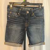 American Eagle Outfitters Shorts | American Eagle Outfitters Skinny Bermuda Shorts Rolled Hem, Size 00 | Color: Blue | Size: 00