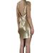 Michael Kors Dresses | Michael Kors Metallic Sequin Dress Gold Open Back Chain Detail Large Sheath | Color: Gold | Size: L