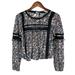 American Eagle Outfitters Tops | American Eagle Blouse Top Floral Lace Long Sleeves Boho Women’s S | Color: Black | Size: S