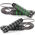 GoxRunx Jump Rope for Workout Adjustable Skipping Rope with Anti-Slip Handles Ideal for Training, Fitness & Cardio - Rapid Speed Rope Crossfit Jump Ropes for Women, Men, Kids（Black+Green）