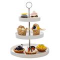 Sweese 734.101 3-Tier Porcelain Cupcake Stand, Tiered Dessert Stand, Cake Stand - White Porcelain Round Plates for Tea Party Wedding Baby Shower Buffet Server