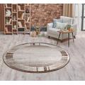 Home Looks Beige Rug for Nursery - Foyer - Children's Room Rug Indoor ¦ Border Abstract Modern Rug - Area Rugs ¦ Low Pile ¦ 160 x 160 ¦ Round Rug ¦ Minimal Maintenance ¦ Soft and Comfortable