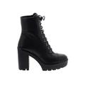 Giuseppe Zanotti Ankle Boots: Combat Chunky Heel Casual Black Solid Shoes - Women's Size 40 - Round Toe