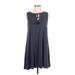 GF Collection Casual Dress - Mini Tie Neck Sleeveless: Gray Solid Dresses - Women's Size Large