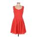 Reiss Casual Dress - A-Line V Neck Sleeveless: Red Solid Dresses - Women's Size 8