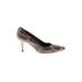 Stuart Weitzman Heels: Pumps Stilleto Cocktail Party Brown Snake Print Shoes - Women's Size 6 - Pointed Toe