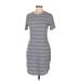 GXF by Gentle Fawn Casual Dress Crew Neck Short sleeves: Gray Color Block Dresses - Women's Size Medium