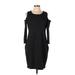 Calvin Klein Casual Dress - Sheath Scoop Neck 3/4 sleeves: Black Print Dresses - Women's Size Large