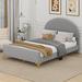 Cosmic Platform Bed w/ Semi-circle Shaped Headboard & Metal Legs Upholstered/Velvet in Gray | 44.3 H x 56.7 W x 79.5 D in | Wayfair COS83147499AAE