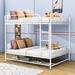 Isabelle & Max™ Ainzley Full over Full Metal Bunk Bed w/ Shelf & Guardrails Metal in White | 66 H x 56 W x 77 D in | Wayfair