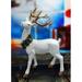 The Holiday Aisle® 18.5“H Gold Antler Standing Reindeer w/ Wreath - Christmas Decor - Hand-Painted Poly in Brown/Green/White | Wayfair