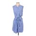 Ann Taylor LOFT Casual Dress - Shirtdress: Blue Dresses - Women's Size Small