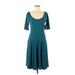 Lularoe Casual Dress - A-Line Scoop Neck 3/4 sleeves: Teal Solid Dresses - New - Women's Size Medium