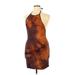 Shein Casual Dress - Bodycon Halter Sleeveless: Brown Tie-dye Dresses - Women's Size X-Large