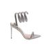 Steve Madden Heels: Slip-on Stilleto Cocktail Silver Solid Shoes - Women's Size 9 1/2 - Open Toe