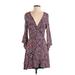 As U Wish Casual Dress - Wrap: Burgundy Print Dresses - Women's Size Medium