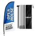 QSUM Open House Feather Flag with Flag Pole Kit and Ground Spike 7FT Open House Windless Flag Banner Sign Business for Welcome Agent Inside Outdoor Advertising Sign Decoration Displayï¼ˆBlueï¼‰