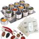 Magnetic Spice Tins & Clear Spice Labels Storage Spice Containers Window Top w/Sift-Pour. Rack Magnetic Jars on Refrigerators Fridges and Cabinet Doors (12 Jars 102 Labels)