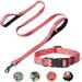 Dog Collar and Leash Set Dog Collars for Medium Dogs Heavy Duty Dog Collars Calming Collar for Dogs Adjustable Thick Padded Soft Training Dog Collars for Girl Boy Dog (2 Padded Handles Leash)