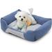 Dog Bed For Medium Size Dogs Dog Bed With Non-Slip Bottom Warming Cozy Soft Rectangular Pet Bed Bed For Medium Dogs And Cats Machine-Washable Pet Bed 27 X21 X7 Blue