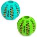 Idepet Dog Toy Ball Nontoxic Bite Resistant Toy Ball for Pet Dogs Puppy Cat Dog Pet Food Treat Feeder Chew Tooth Cleaning Ball Exercise Game IQ Training Ball(2 Pack-Blue&Green)