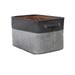 Large Foldable Storage Basket Linen Fabric Storage Bins with Rope Handle Clothes Storage Box 14.9*10.2*9.8 inches Black+Gray