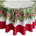 Holly Ribbon Traditions Bordered Christmas Fabric Tablecloth - Festive Boughs of Holly and Berry Ribbon Garland Design | Elevate Your Holiday Table Setting with Home Bargains Plus Christmas Collectio