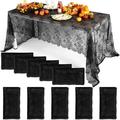 10 Pcs Lace Tablecloth Rectangular 60 x 120 Inch | Wedding Rustic Tablecloth Overlay | Rose Vintage Embr | Reusable & Washable | Black Lace Tablecloths Set for Charming Home Decor