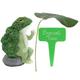 1 Set of Small Frog Figurine Broccoli Frog Statue Garden Frog Sculpture with Lotus Leaf Sign Decoration