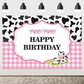 Farm Animal Cow Theme Party Backdrop Decoration for Girl Pink Cow 1st 2nd 3rd Birthday Party Supplies