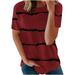 Dolkfu Women T Shirts Short Sleeve Dressy Smocked Scoop Neck Blouses & Tunics Shirts for Women Clearance Sale 2024