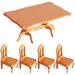 5 Pcs Combination Dining Table and Chairs Miniature House Furniture Toys Plastic Playes Living Room Child